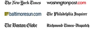 The New York Times, washingtonpost.com, International Herald Tribune, Los Angeles Times, chicagotribune.com, The Boston Globe